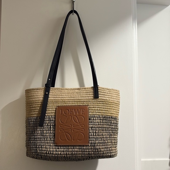 Loewe Square Basket Tote Woven Raffia Small Ombré Black - Picture 2 of 7